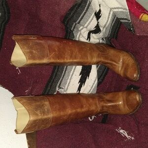 Vintage Frye Tan Leather Cox Extended Calf Boots 9
